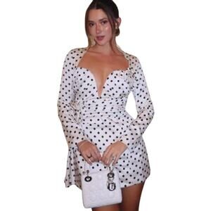 NEW Atoir The Missy Birthday Unique Bridal Dress White Black Polka Dot REVOLVE